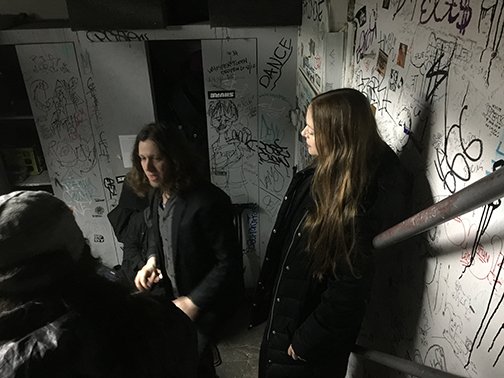 Will Hanza and Erin Hill backstage at Cameo Gallery, Brooklyn